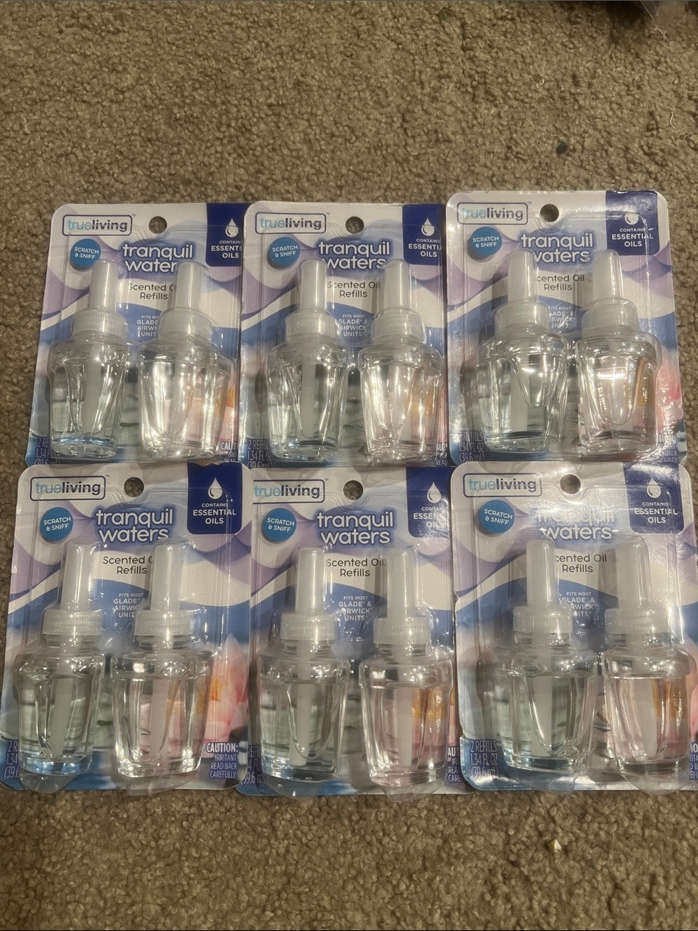 Trueliving Tranquil Waters Scented Oil Refills - Clear (6 Pack)